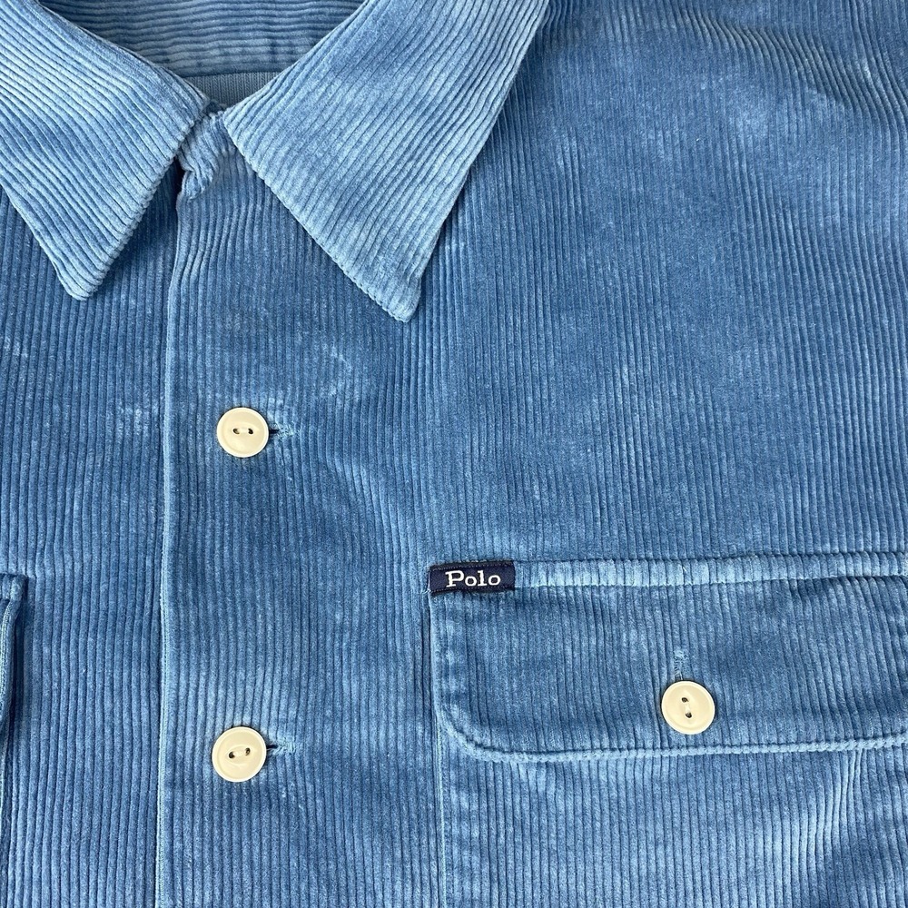 POLO Ralph Lauren Corduroy Camp Shirt Mens 2XB Channel Blue Classic Fit - Picture 3 of 10